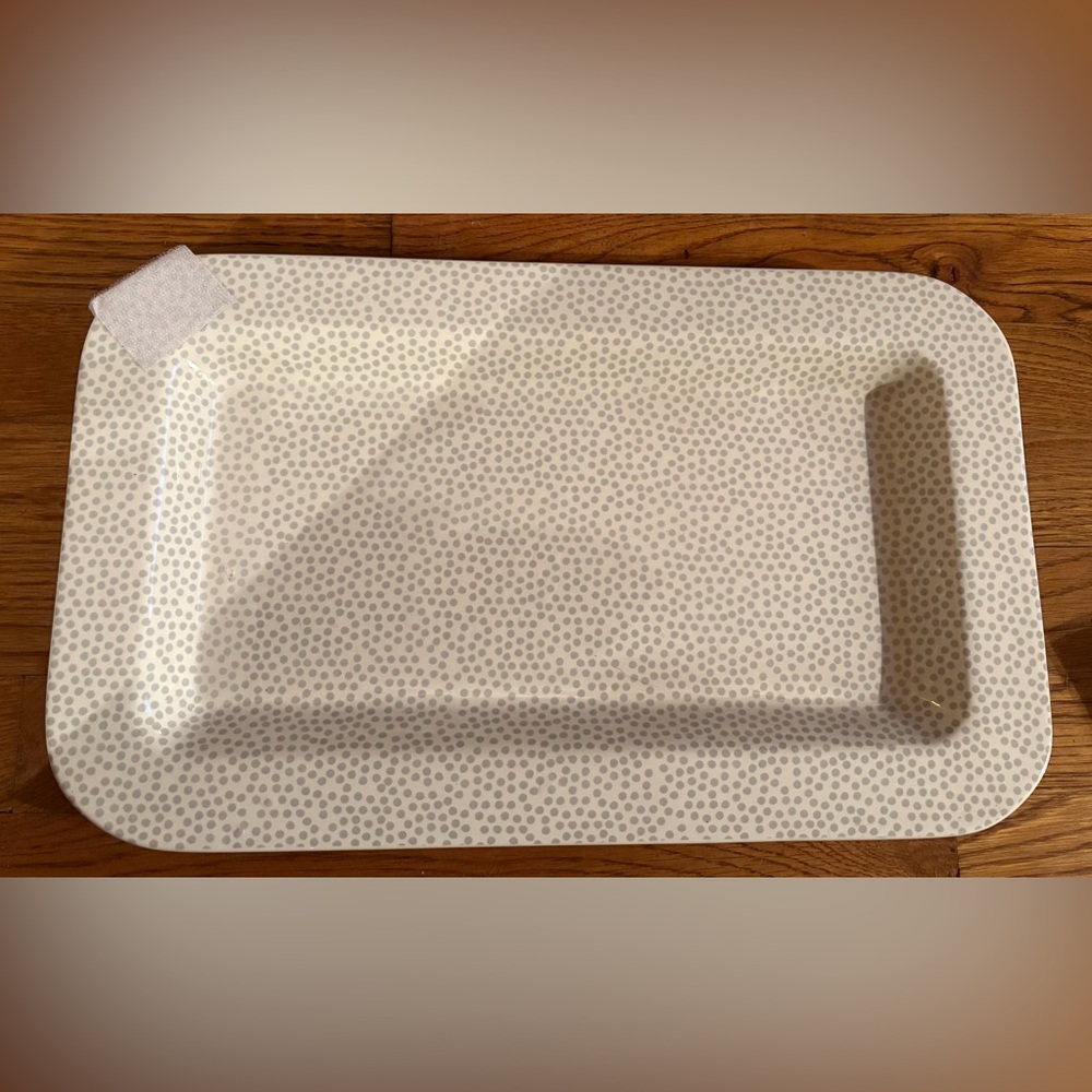 Happy Everything Stone Small Dot Mini Entertaining Rectangle Platter, EUC
